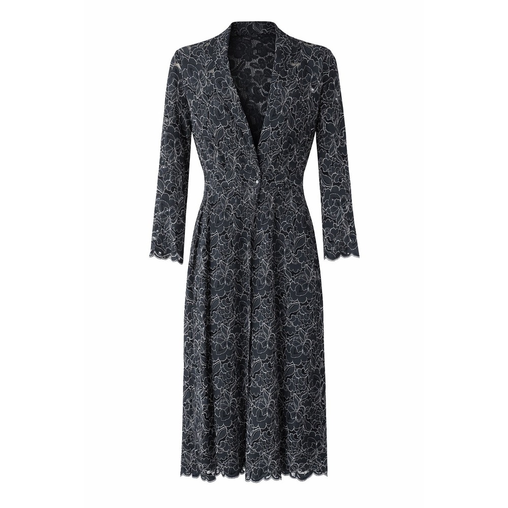Roseanna Robe Fiore Doll Navy Floral Lace Midi Dress Size 34 US 2 NWT